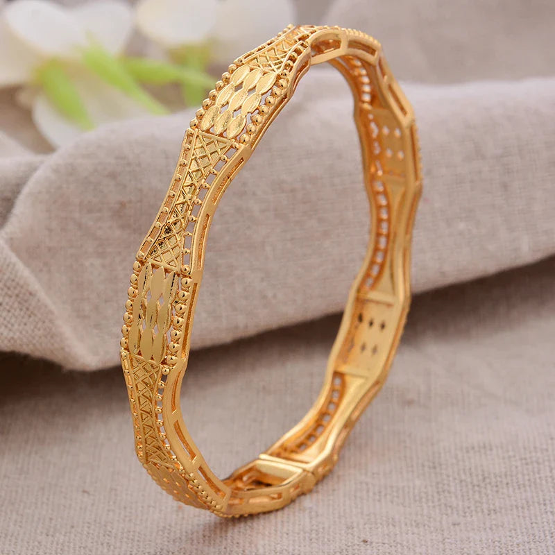 Gold Plated Bangles Luxury Arabic Wedding Bracelet - Tophatter Daily Deals
