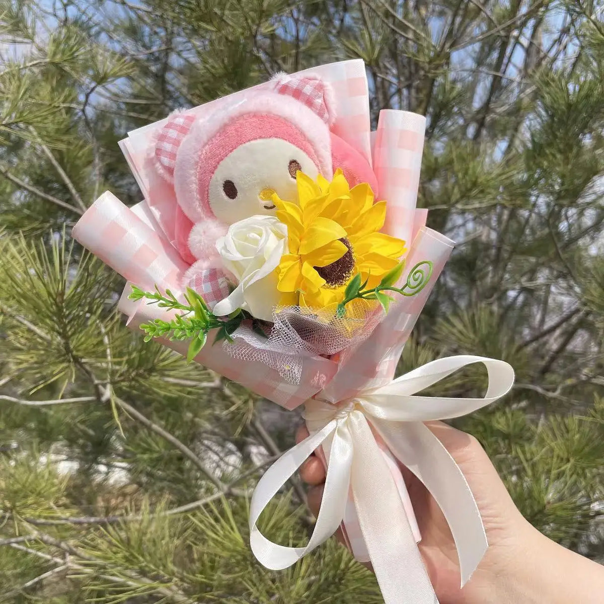 Sanrio My Melody Plush Toy Flower Bouquet Pink Flowers - Tophatter Daily Deals