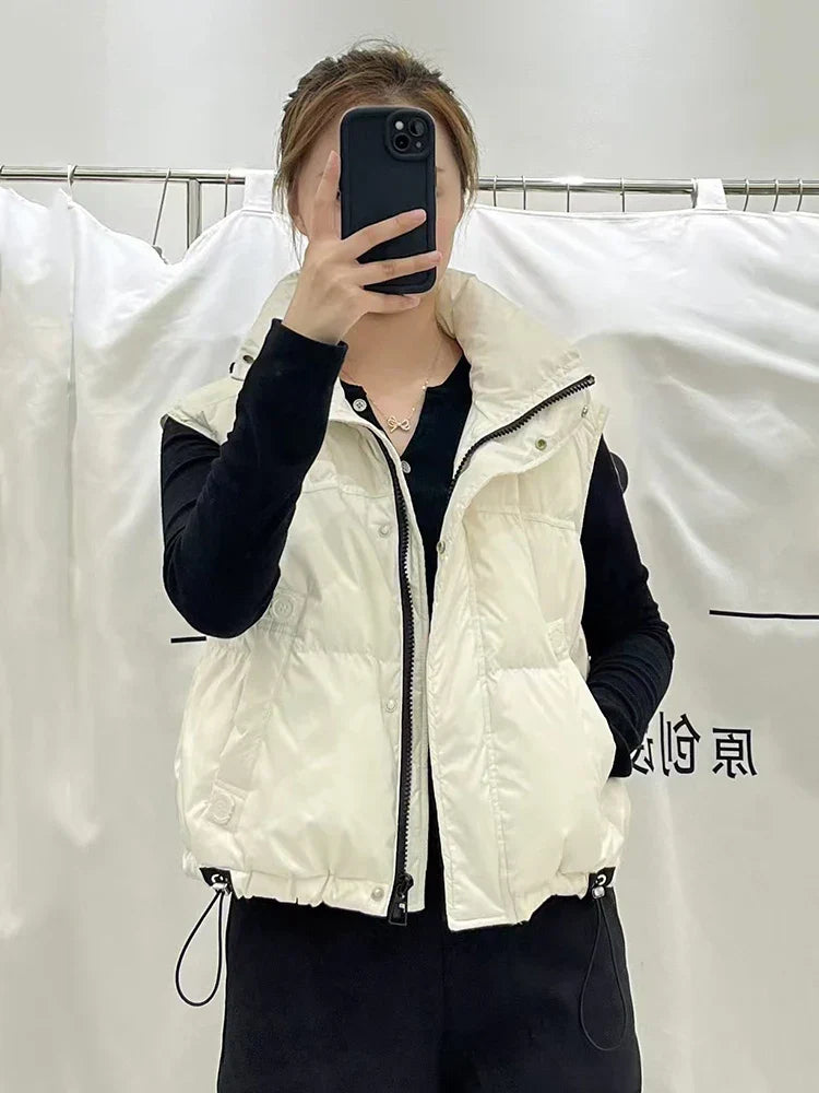 Warm Women’s Down Vest - Stand Collar, Duck Down, Winter - Tophatter Daily Deals