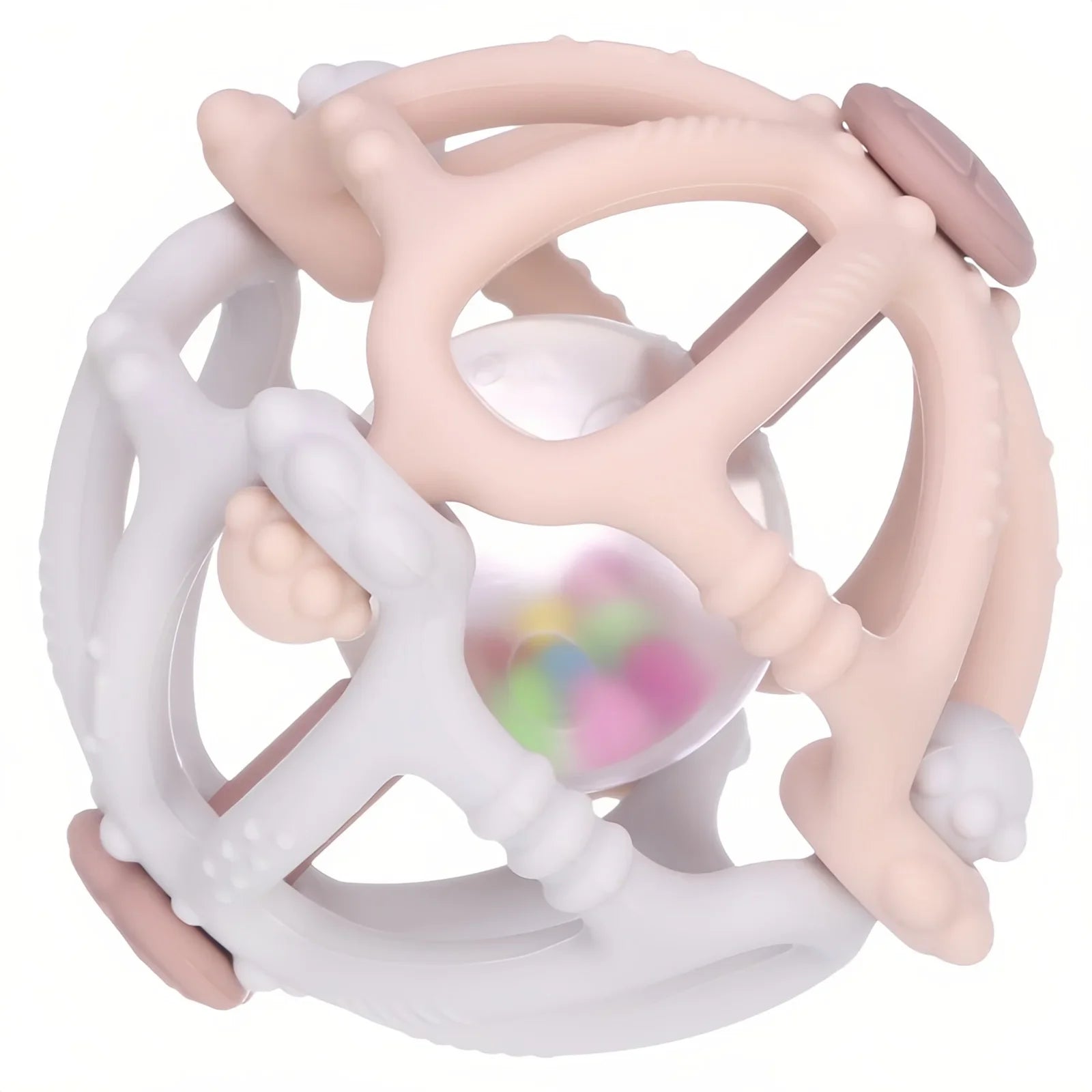 Silicone Teether Rattle Orb Montessori Newborn Sensory Toys Brown - Tophatter Daily Deals