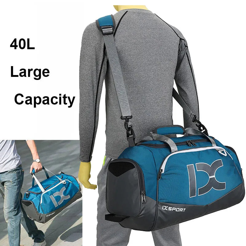 40L Gym Travel Duffel Bag Wet-Dry Separation Blue Duffel Bags - Tophatter Daily Deals