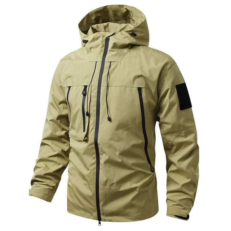 Waterproof Men's Hiking Jacket - Oversized Hooded Polyester Green - Tophatter Daily Deals