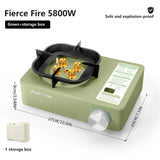 5800W Camping Gas Stove High Firepower Cassette Green Camp Cooking - Tophatter Daily Deals