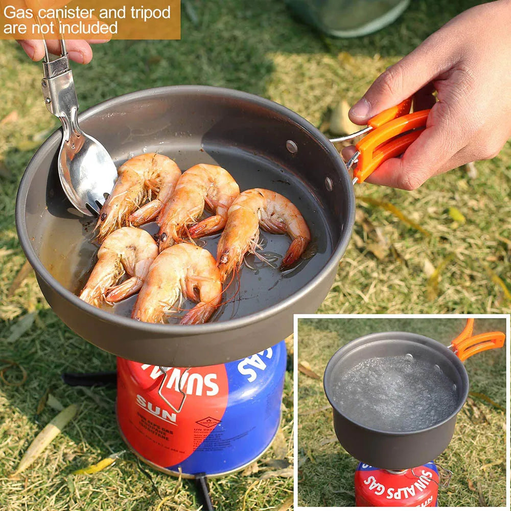 Outdoor Camping Cookware Set Orange Camp Cooking - Tophatter Daily Deals