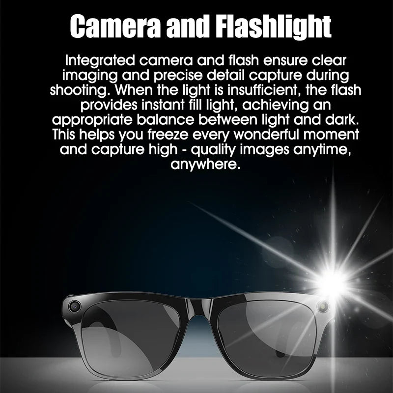 Smart AI Camera Glasses Bluetooth Call Voice Assistant - Tophatter Daily Deals