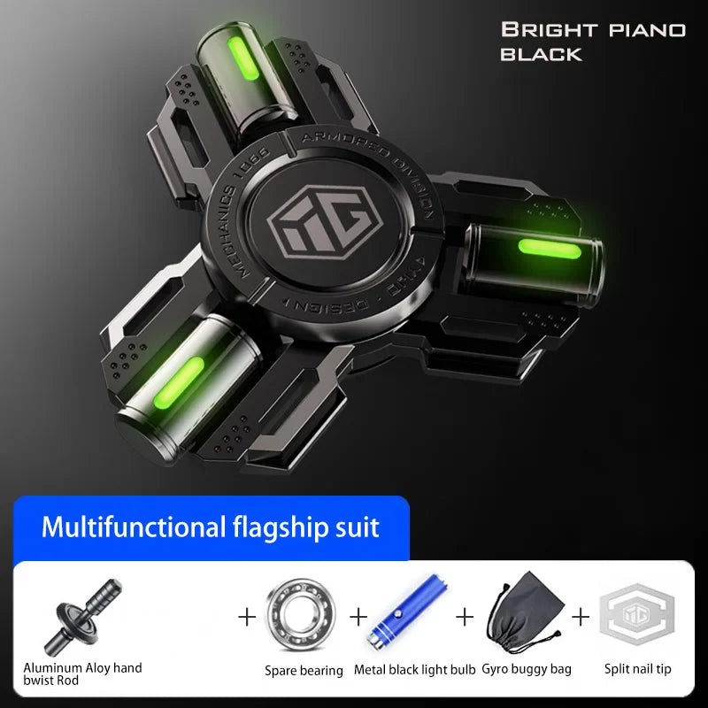 Glow Fidget Spinner Alloy EDC Long Spin Stress Relief Black-flagship - Tophatter Daily Deals