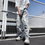 Oversized Relaxed Mens Jeans - Ripped Straight Leg Denim - Tophatter Daily Deals
