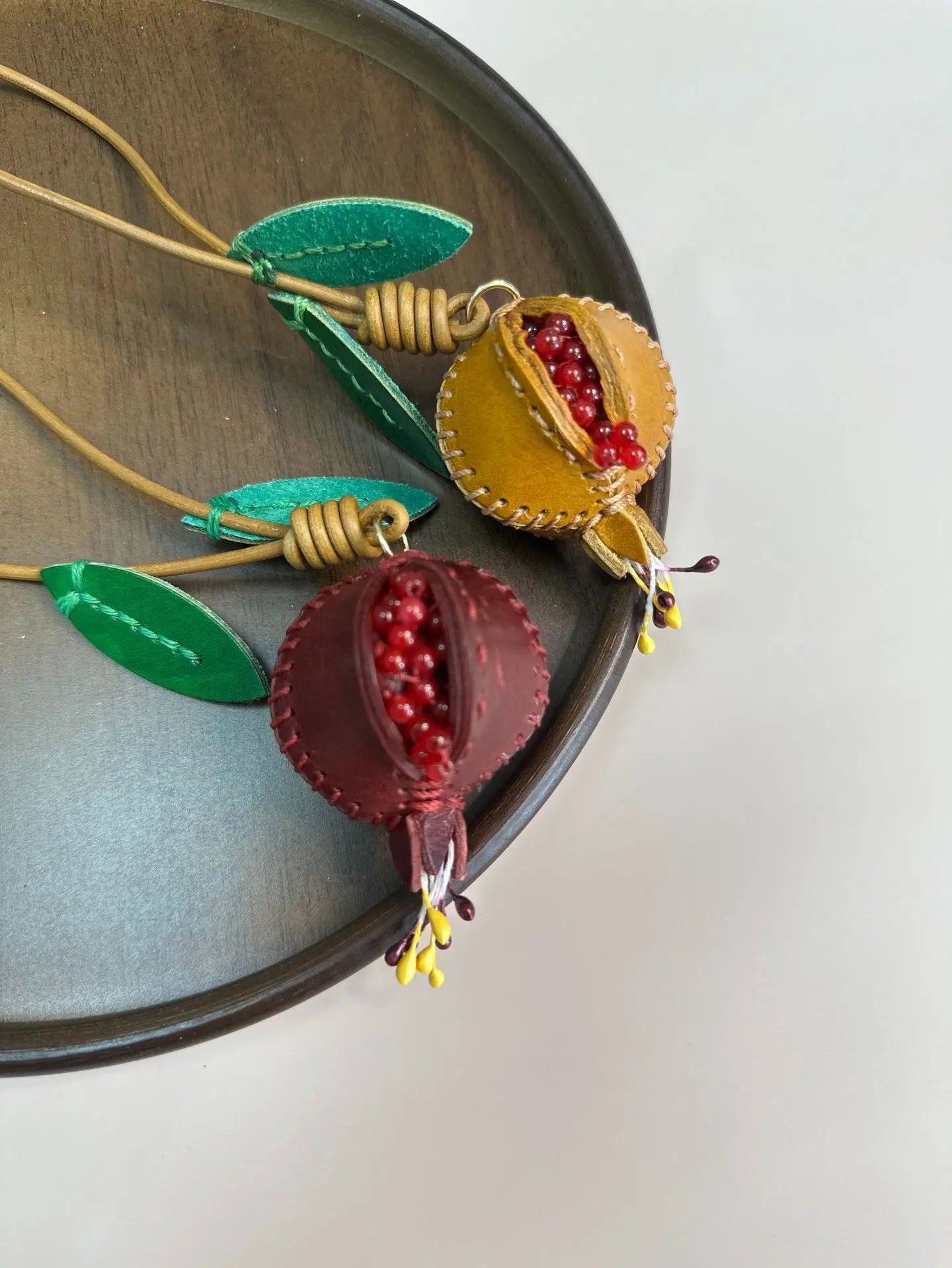 Pomegranate Leather Charm Keychain Bag And Car Decor - Tophatter Daily Deals