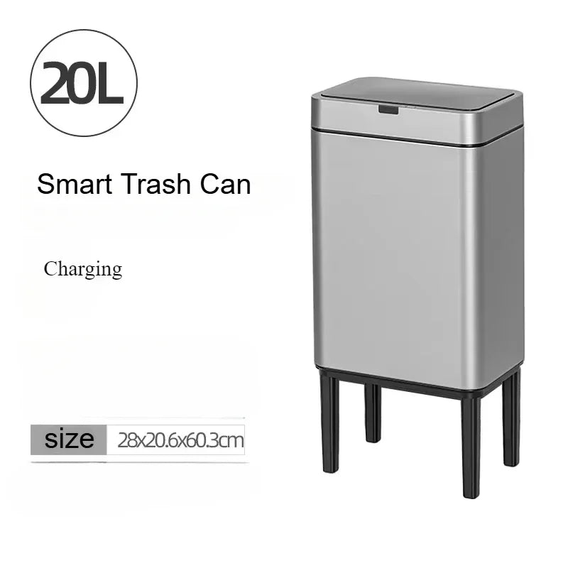 Smart Sensor Trash Can 20L Stainless Steel Waste Bin 20L Silver-Charging - Tophatter Daily Deals