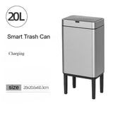 Smart Sensor Trash Can 20L Stainless Steel Waste Bin 20L Silver-Charging - Tophatter Daily Deals