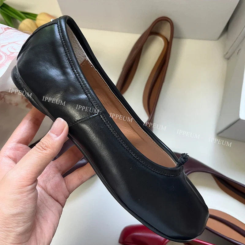 Lightweight Womens Split Toe Ballet Flats - Mary Jane, PU - Tophatter Daily Deals