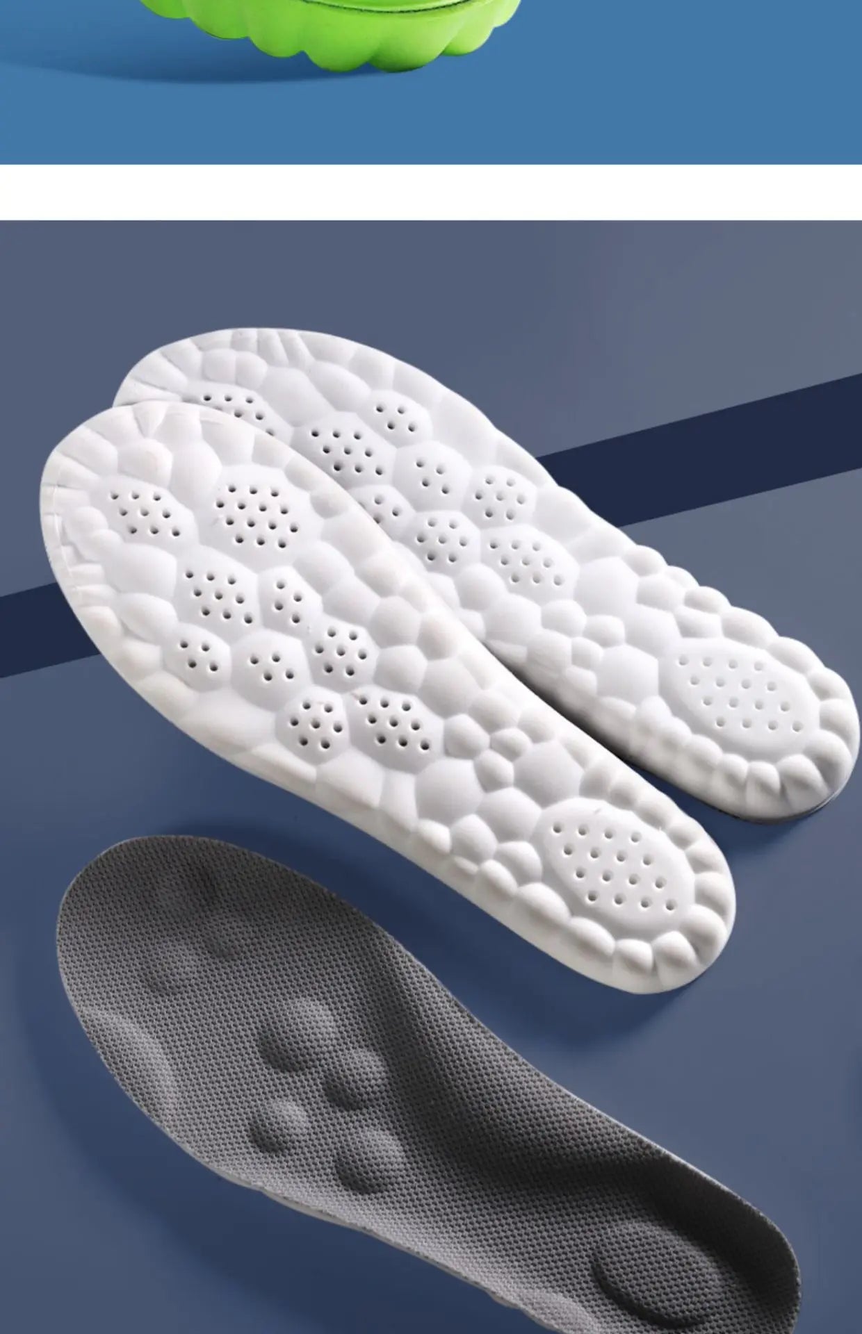 4D Massage Insoles Shock Absorbent Breathable Comfort Plantar Fascia Insole - Tophatter Daily Deals