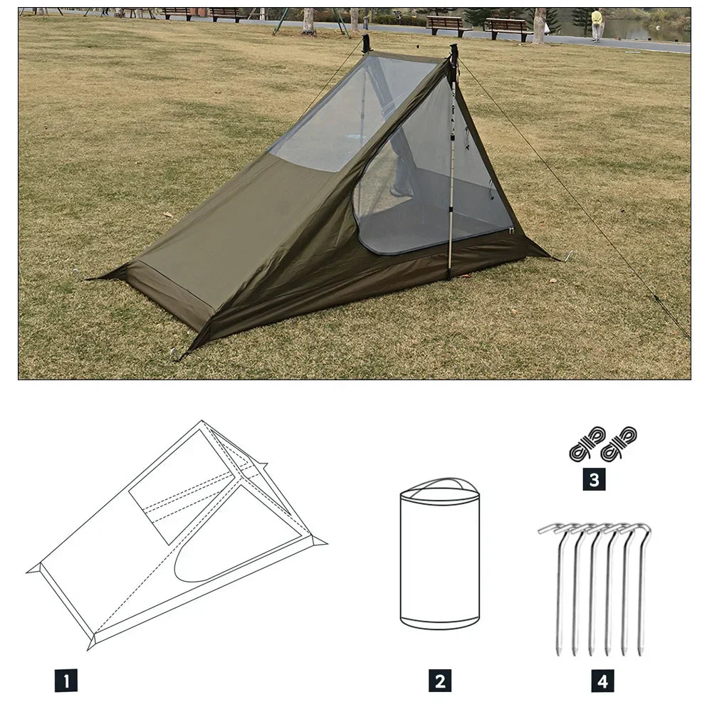 Airy 1 Mesh Tent Backpacking Shelter with Dual Doors Green Tents - Tophatter Daily Deals
