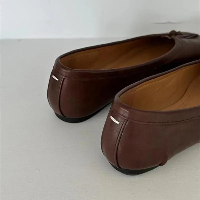 Soft Women Tabi Ballet Flats - Split Toe, Leather, Casual - Tophatter Daily Deals