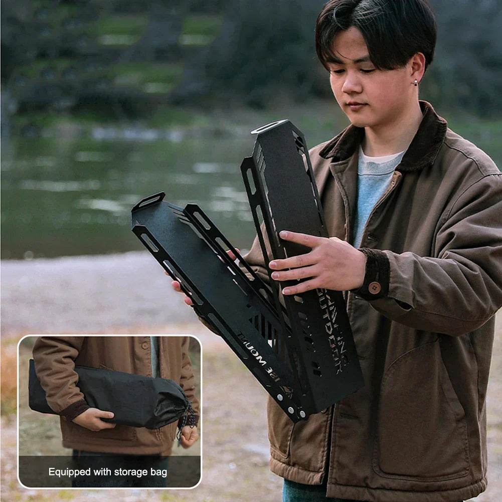 Foldable Camping Tripod Top Plate Rack Black Camp Furniture - Tophatter Daily Deals