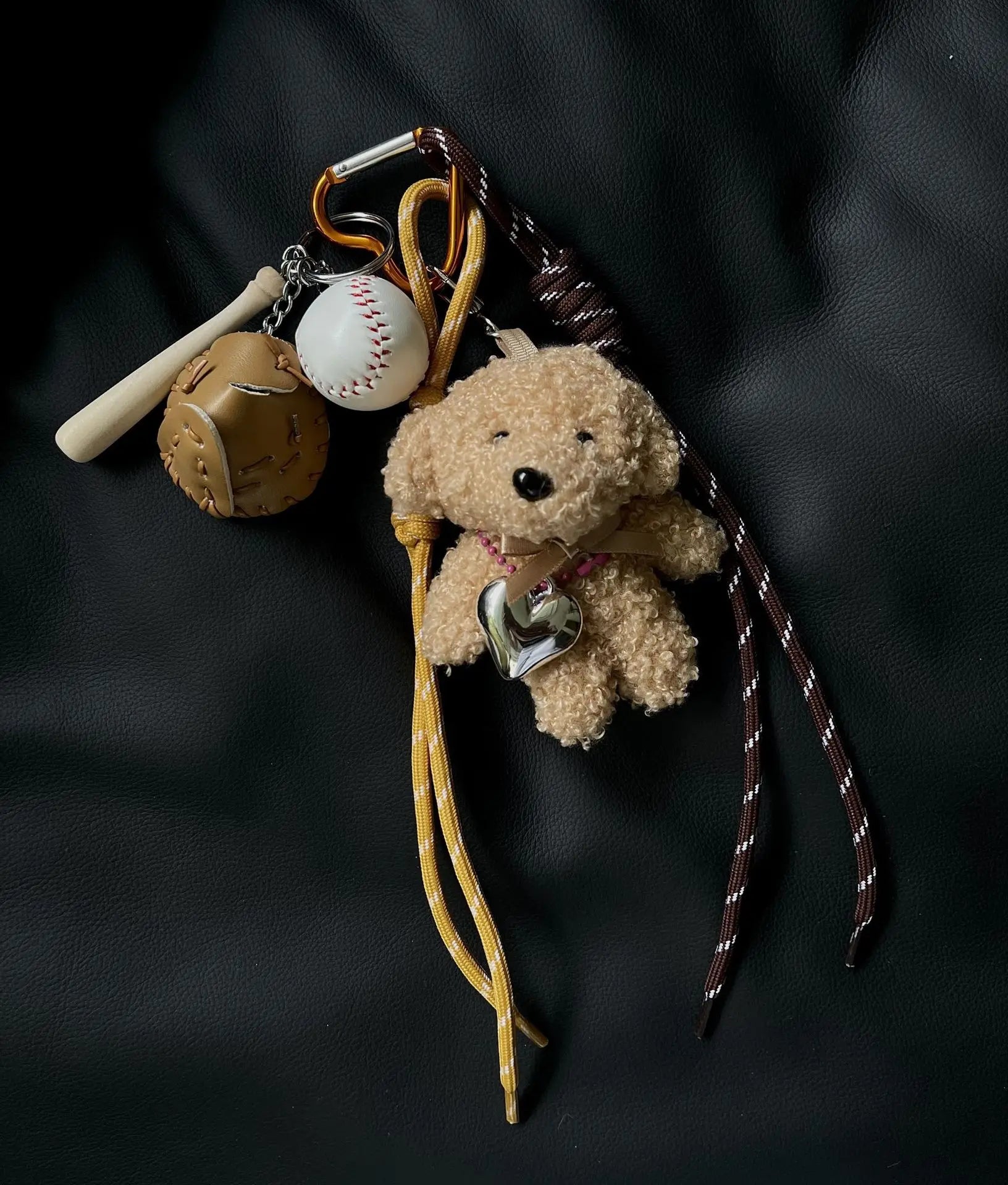 Plush Baseball Dog Key Chain Bag Charm Sport Cute Accessory Khaki - Tophatter Daily Deals