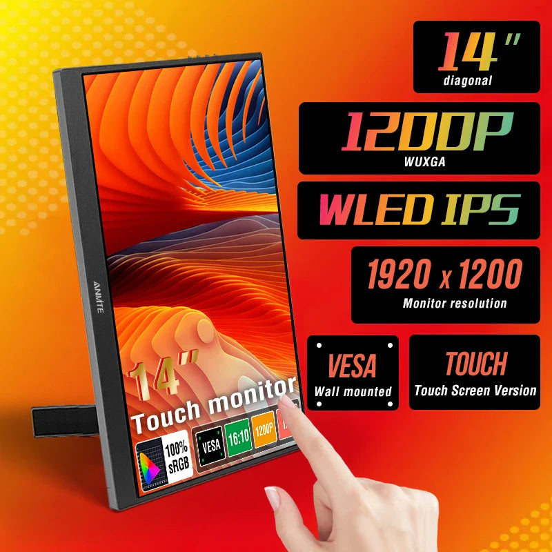 Portable Monitor 14.1 Inch Touch IPS HDR10 Second Screen - Tophatter Daily Deals