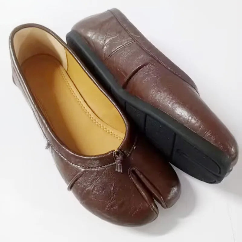 Soft Women Tabi Ballet Flats - Split Toe, Leather, Casual - Tophatter Daily Deals