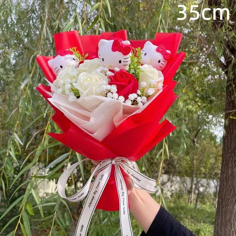 Sanrio Kawaii Hello Kitty Plush Flowers Bouquet Red Flowers - Tophatter Daily Deals