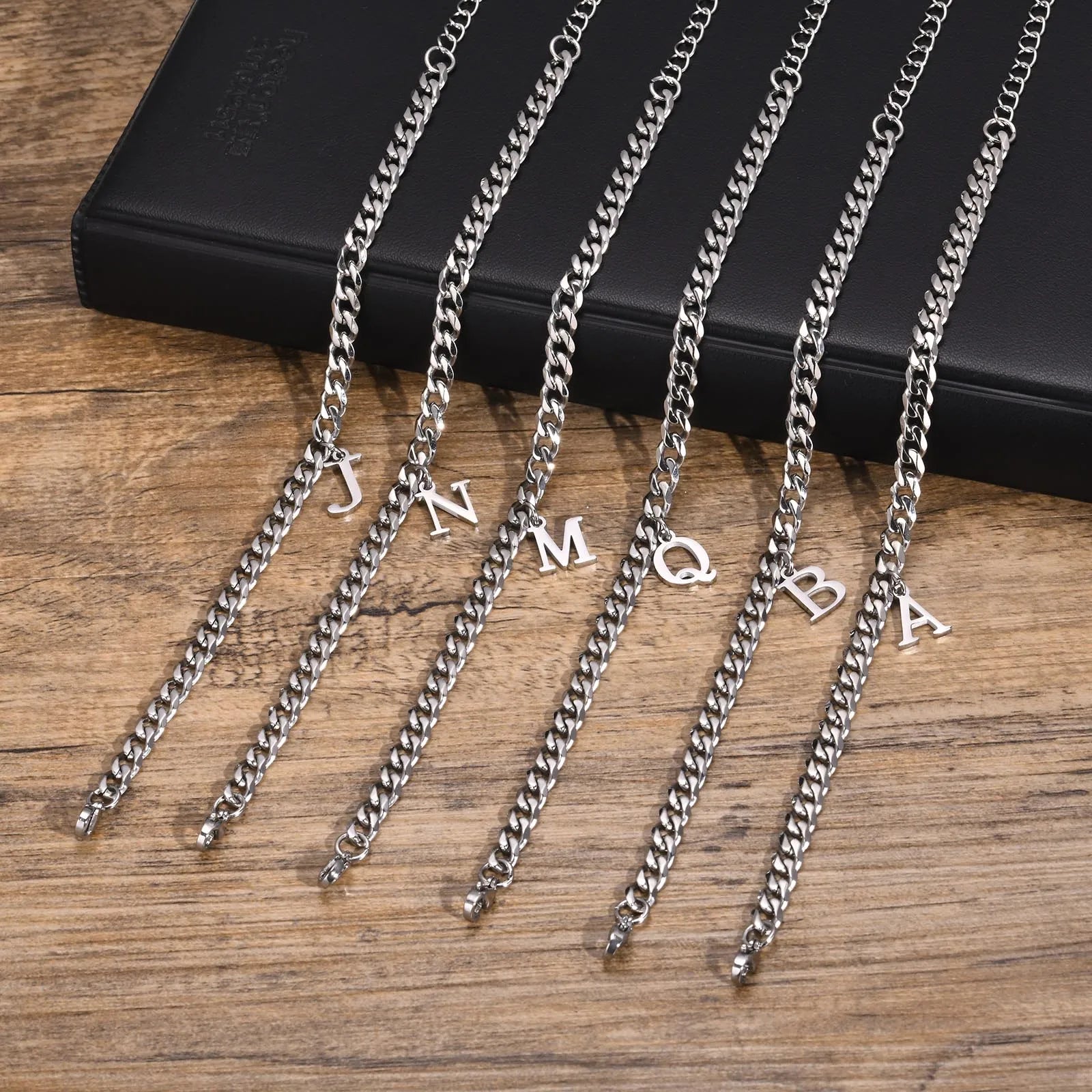 Initials Cuban Link Bracelet Stainless Steel Adjustable - Tophatter Daily Deals