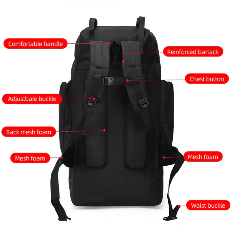 Tactical Hiking Backpack Molle Rucksack Black Backpacks - Tophatter Daily Deals
