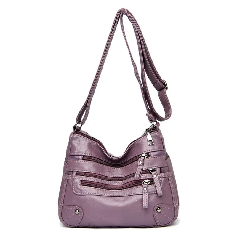 Women's Multi-Layer Leather Shoulder Crossbody Bag (Purple) Apparel & Accessories > Handbags, Wallet's & Cases > Handbags > Shoulder Bags - Tophatter Daily Deals