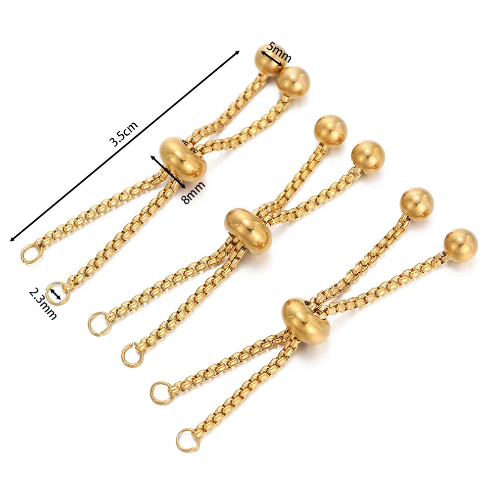 Stainless Steel Bracelet Extenders Adjustable Slider 3Pc Gold 01 3pcs - Tophatter Daily Deals