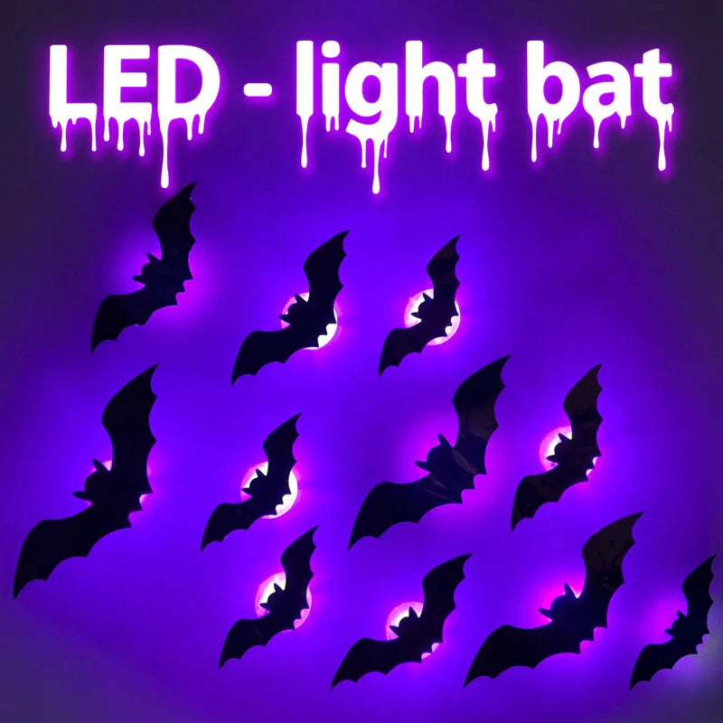 LED Bat Wall Stickers Green 3D Halloween Decor 2025 - Tophatter Daily Deals