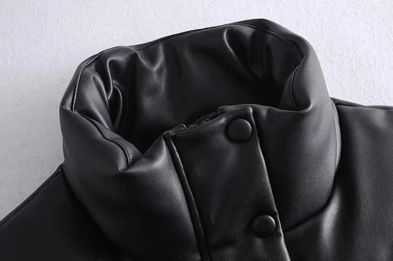 Warm Women’s PU Leather Vest - Padded Short, For Winter - Tophatter Daily Deals