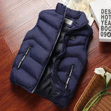 Warm Men’s Puffer Vest - Short Quilted, Polyester, Winter Blue - Tophatter Daily Deals