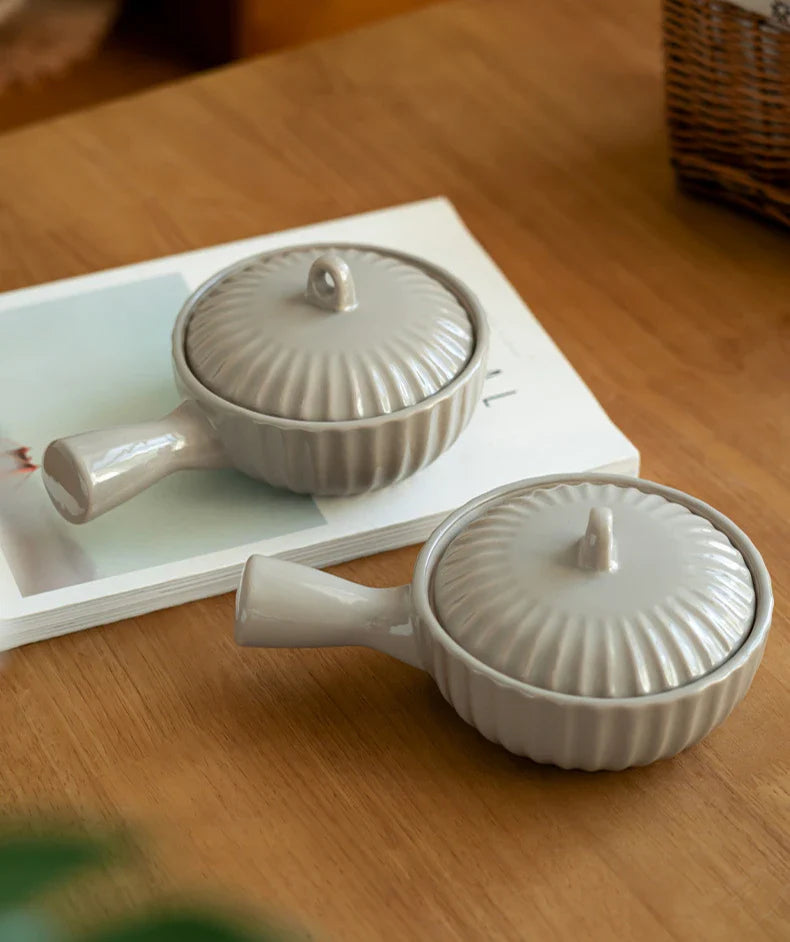Ceramic Single Handle Bowl With Lid Japanese Style - Tophatter Daily Deals