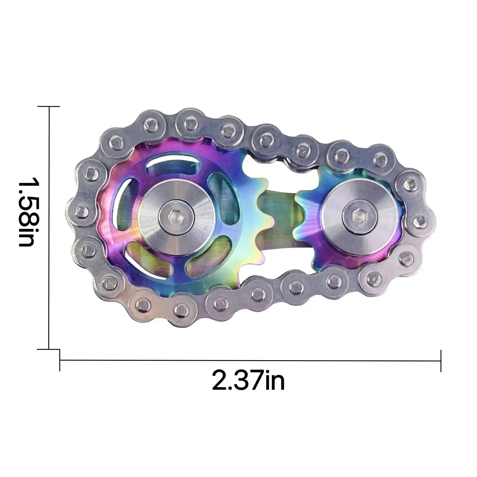 Fidget Spinner Metal Chain Gear EDC Rainbow Focus Toy - Tophatter Daily Deals