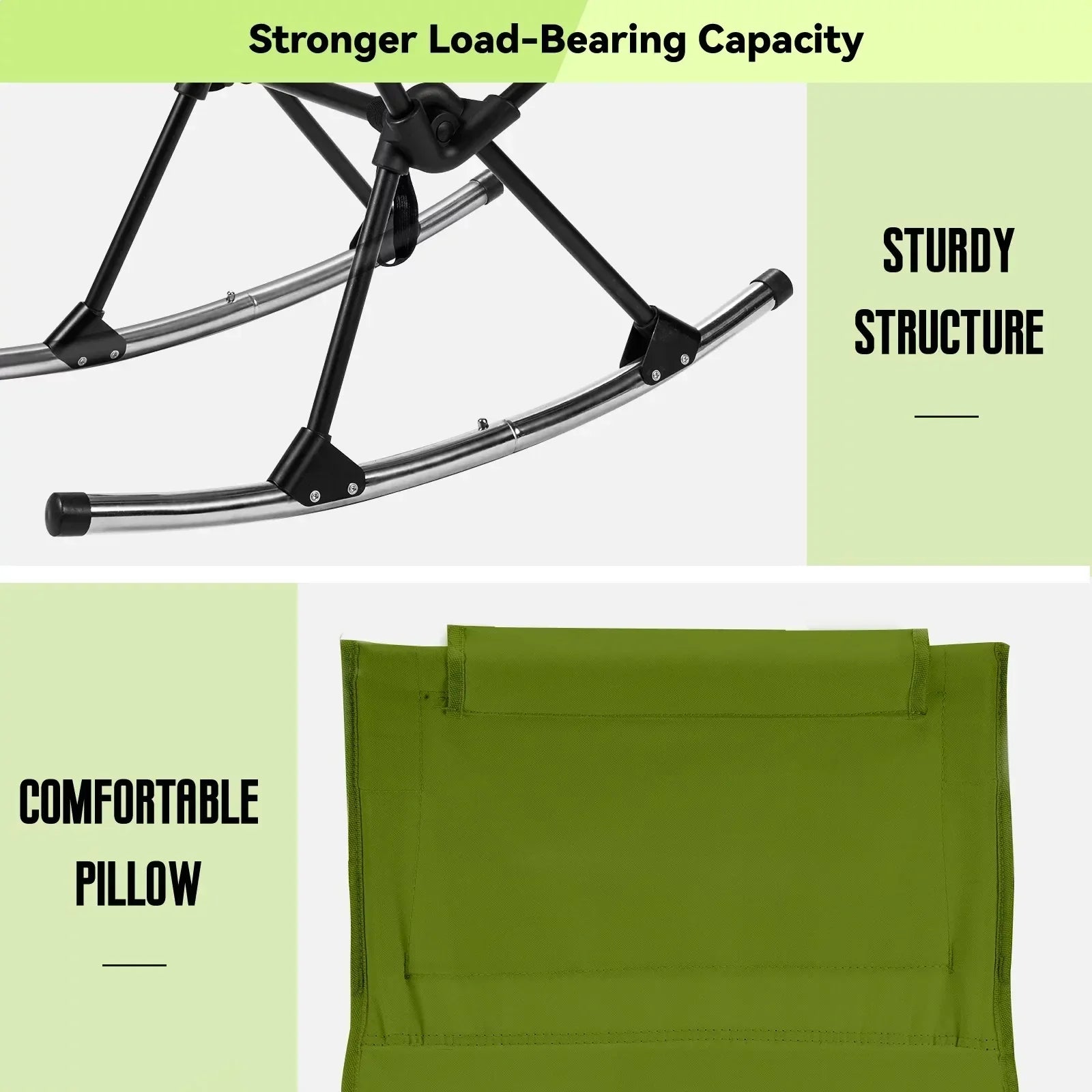 Foldable Camping Rocking Chair Green Camp Furniture - Tophatter Daily Deals