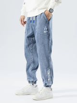 Stretchy Relaxed Men's Denim Joggers - Baggy Tapered, Denim - Tophatter Daily Deals