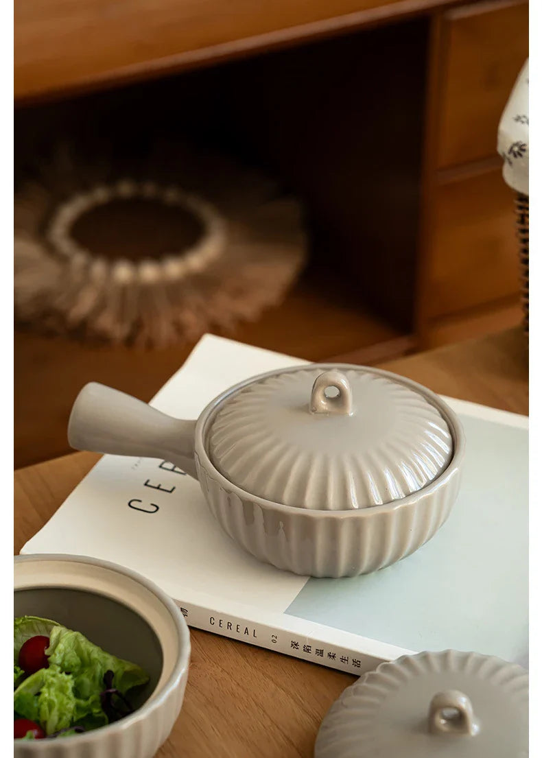 Ceramic Single Handle Bowl With Lid Japanese Style - Tophatter Daily Deals