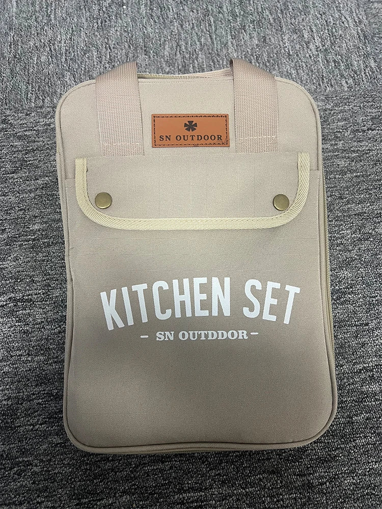 8-Piece Camping Kitchen Cookware Set Khaki Camp Cooking - Tophatter Daily Deals