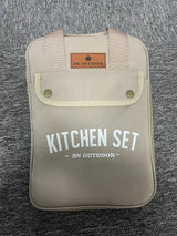8-Piece Camping Kitchen Cookware Set Khaki Camp Cooking - Tophatter Daily Deals