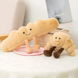 Pretzel Croissant Smiley Face Poached Egg Baguette Bread Plush Toy Food - Tophatter Daily Deals