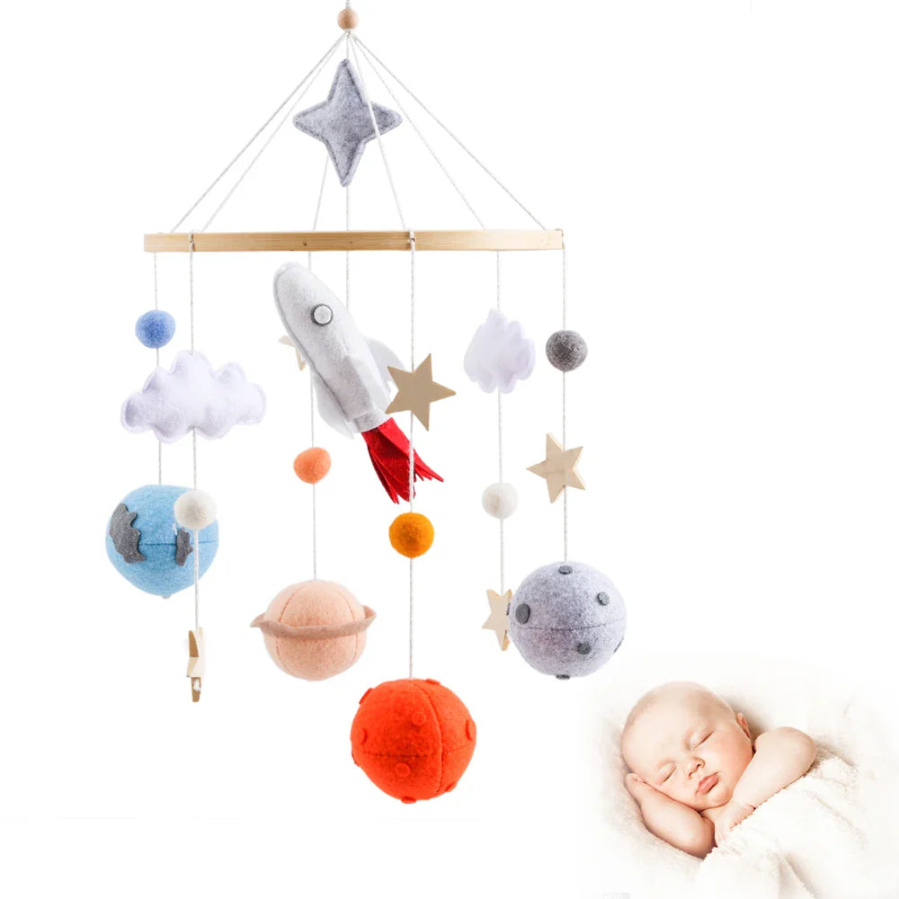 Wooden Rocket Crib Mobile Newborn Sensory Toys Soothing - Tophatter Daily Deals