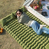 Inflatable Sleeping Pad Built-In Pillow Compact Green Camping & Hiking - Tophatter Daily Deals