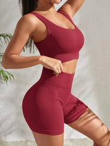 Women's Seamless Ribbed Yoga Set Fitness & Exercise - Tophatter Daily Deals
