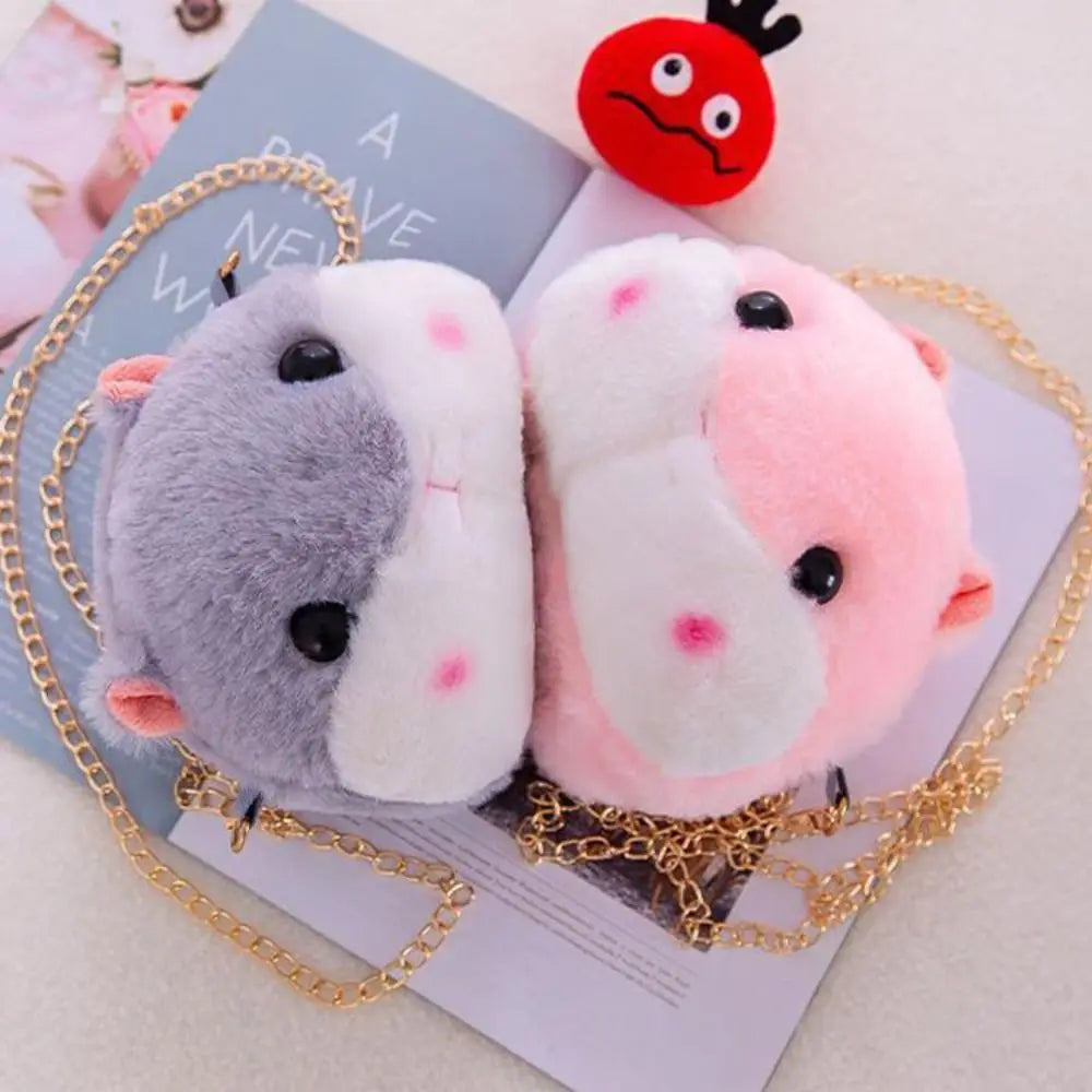 Hammy Hamster Plush Crossbody Bag with Gold Chain Handbag Animals - Tophatter Daily Deals