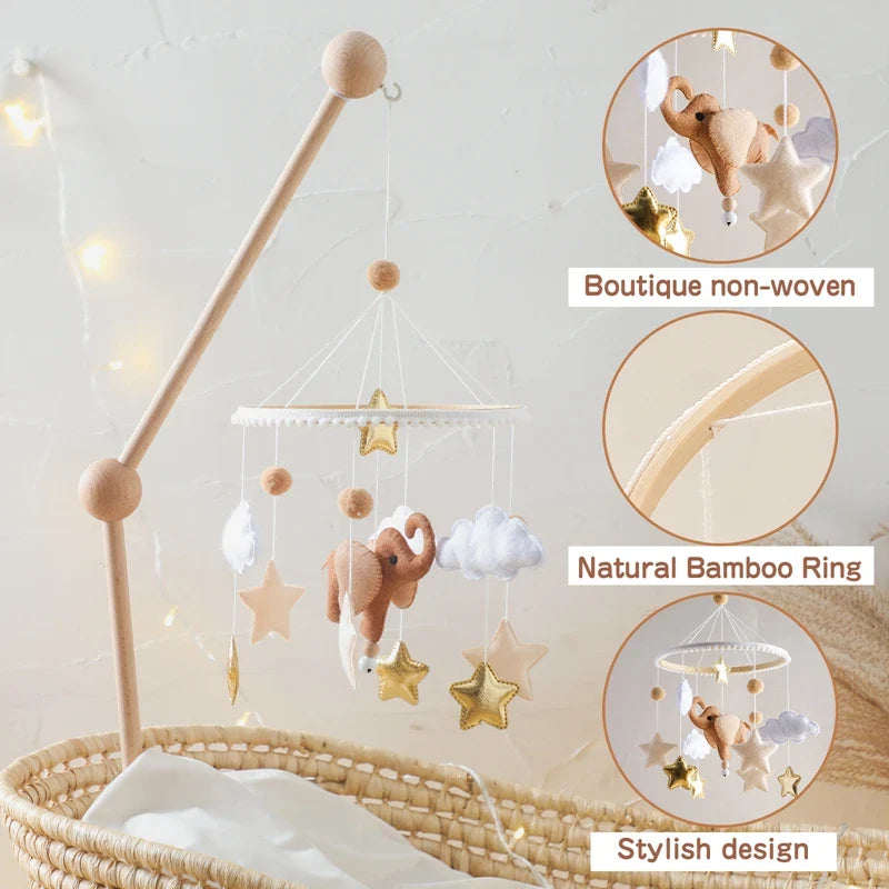 Wooden Felt Animal Crib Mobile With Soothing Calming Music - Tophatter Daily Deals