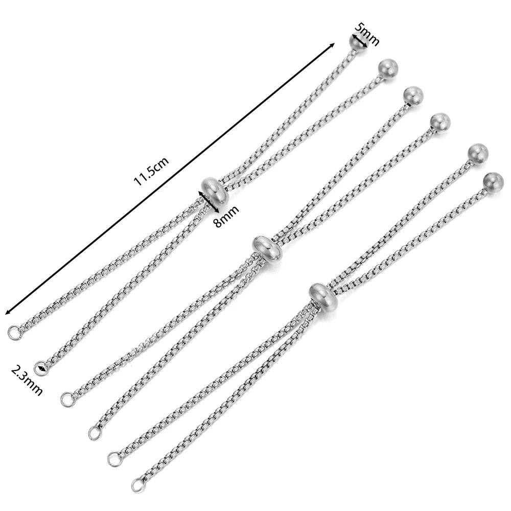 Stainless Steel Bracelet Extenders Adjustable Slider 3Pc Steel 04 3pcs - Tophatter Daily Deals