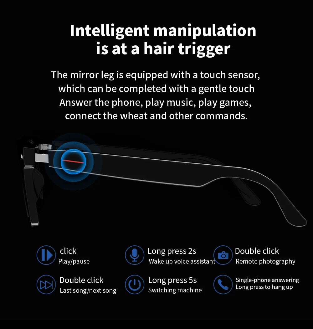 Smart Glasses Blue Light Polarized Audio Sunglasses - Tophatter Daily Deals