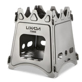 Compact Folding Titanium Wood Stove Silver Camp Cooking - Tophatter Daily Deals