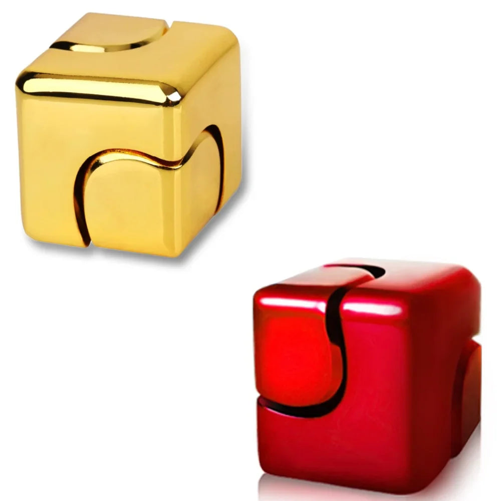 Fidget Spinner Cube Metal Desk Toy Stress Relief Gadget 1Gold1Red - Tophatter Daily Deals