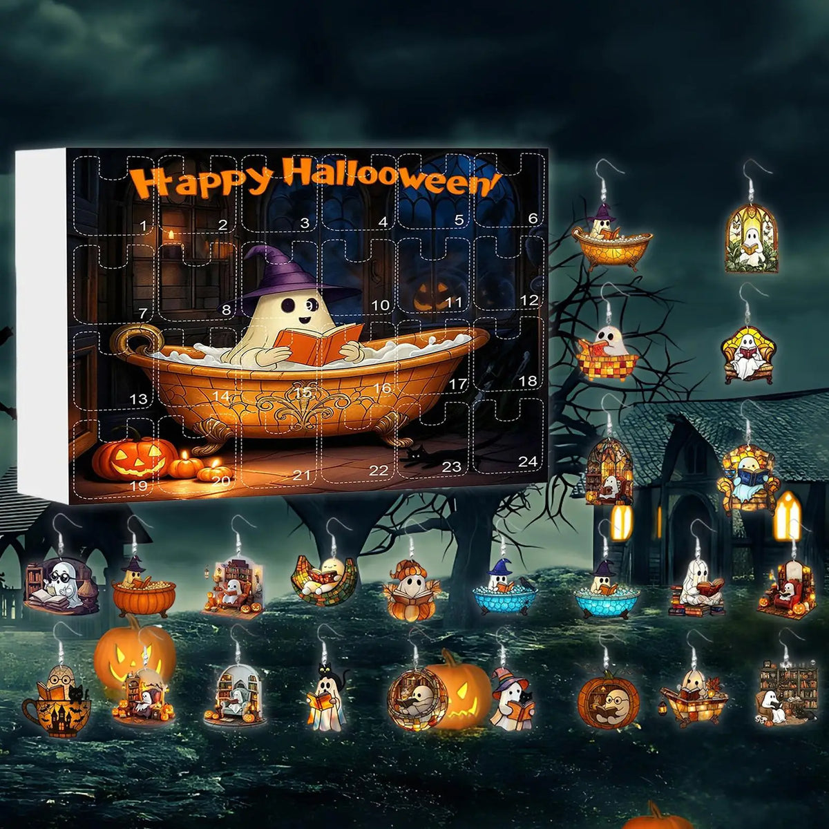 Halloween Advent Calendar Ghost Earrings 24 Day Set - Tophatter Daily Deals