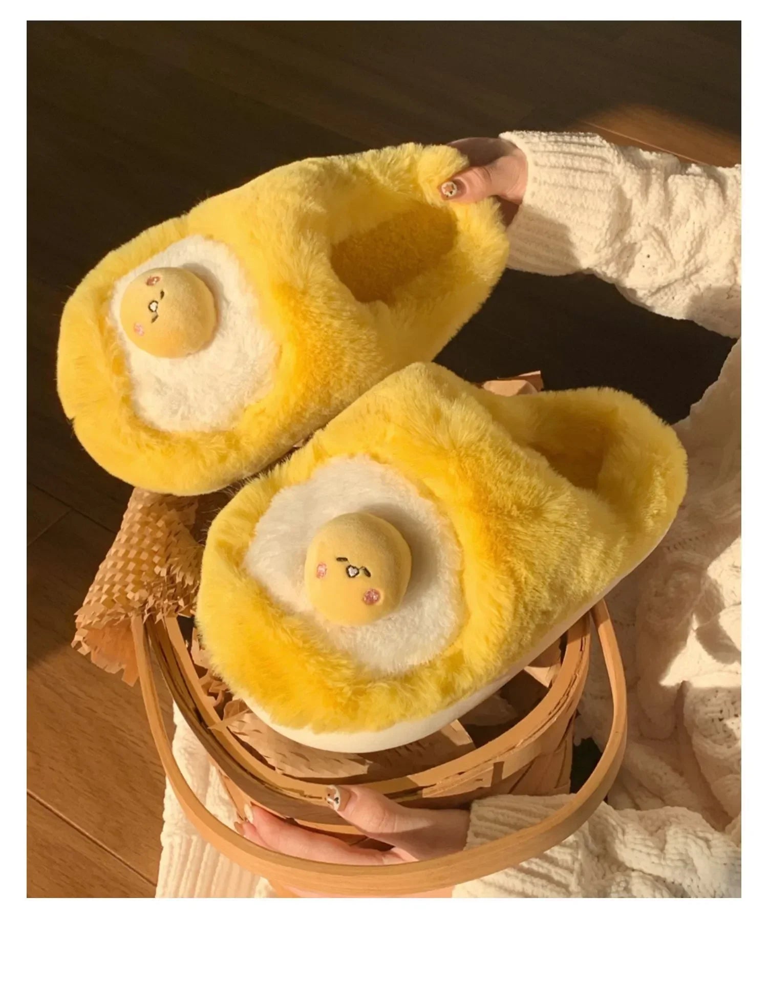 Sanrio Gudetama Cute Soft Fluffy Home Slippers Warm Plush Shoes Food - Tophatter Daily Deals