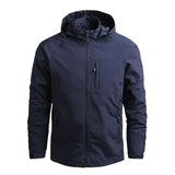 Waterproof Men Jacket- Hooded Windbreaker Polyester Camping Blue - Tophatter Daily Deals